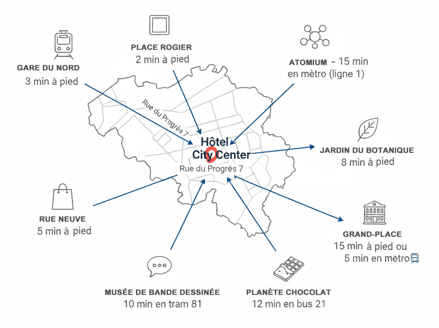Emplacement hôtel centre ville Bruxelles